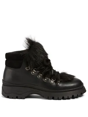 Leather Hiker Boots With Fur