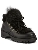 Leather Hiker Boots With Fur