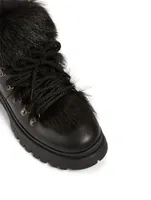 Leather Hiker Boots With Fur