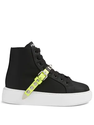 Nylon High-Top Sneakers With Studs