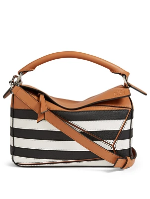 Small Puzzle Marine Stripe Leather Bag
