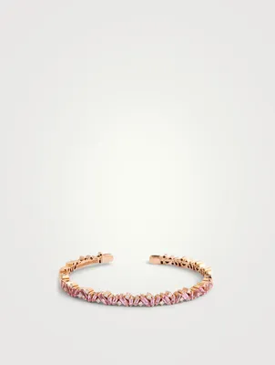 Fireworks 18K Rose Gold Frenzy Bangle Cuff Bracelet With Pink Sapphire And Diamonds