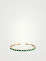 Fireworks 18K Yellow Gold Horizontal Baguette Emerald Bangle Bracelet