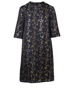 Silk-Blend Short-Sleeve Dress Floral Print