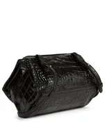 Mini Pandora Croc-Embossed Leather Bag