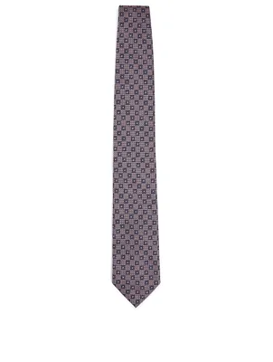 Silk Tie In Jacquard Geo Pattern