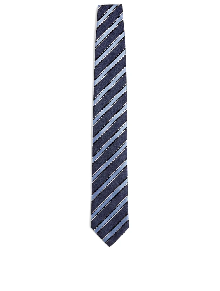 Silk Tie In Stripe Print