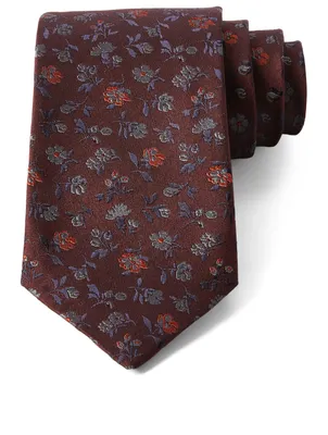 Silk Tie In Floral Pattern