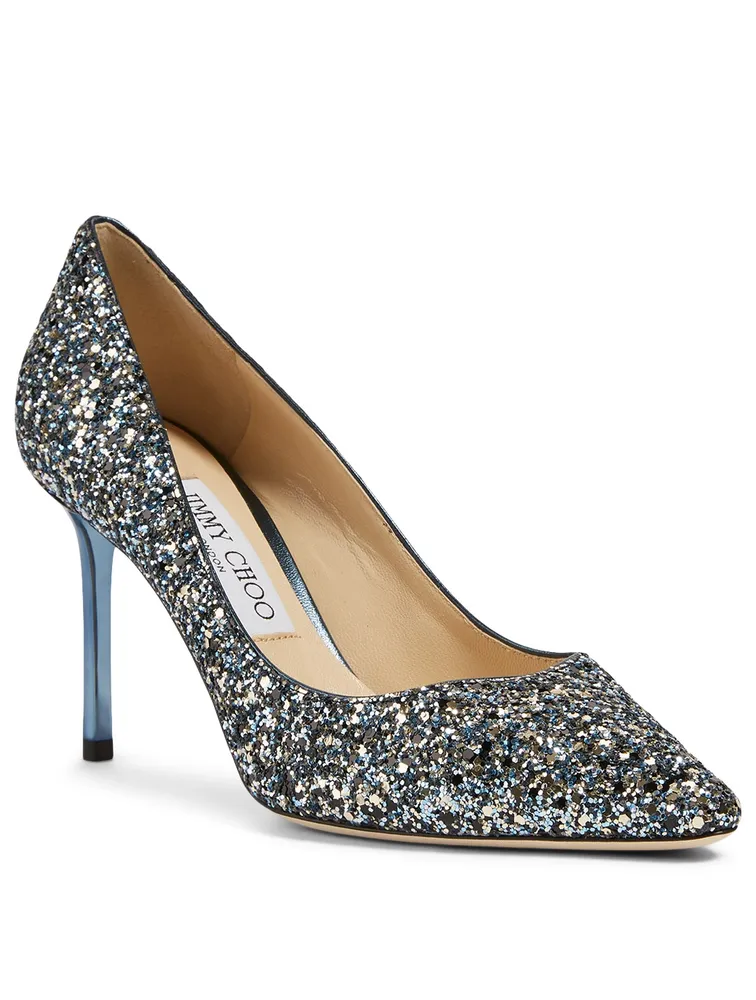 Romy 85 Coarse Glitter Fabric Pumps