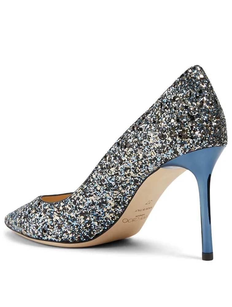 Romy 85 Coarse Glitter Fabric Pumps