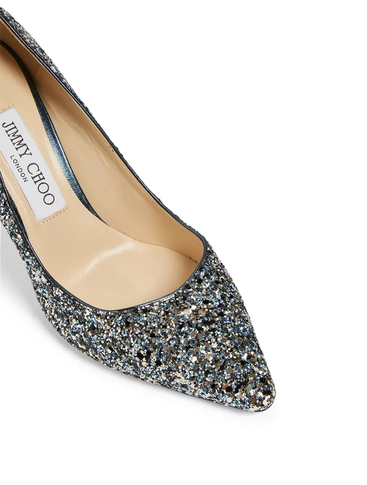 Romy 85 Coarse Glitter Fabric Pumps