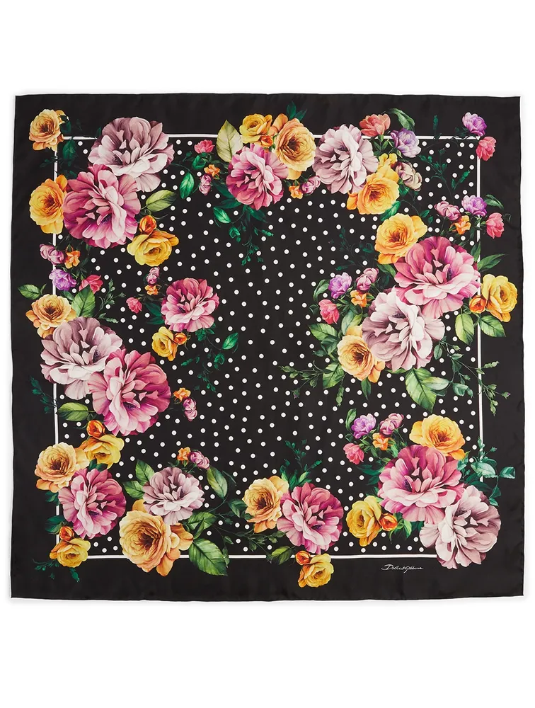 Silk Scarf In Nocturnal Flower Print