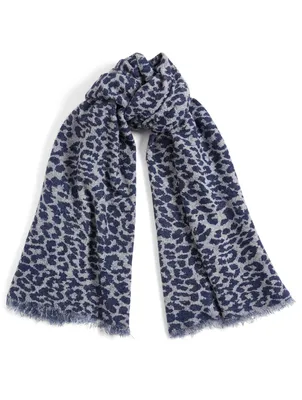 Flusta Wool-Blend Scarf In Leopard Print