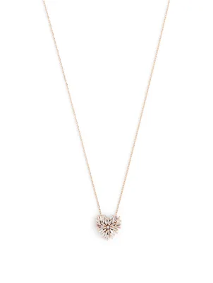 Small Fireworks 18K Rose Gold Heart Pendant Necklace With Diamonds