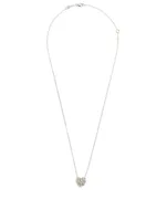 Small 18K White Gold Fireworks Heart Pendant Necklace With Diamonds