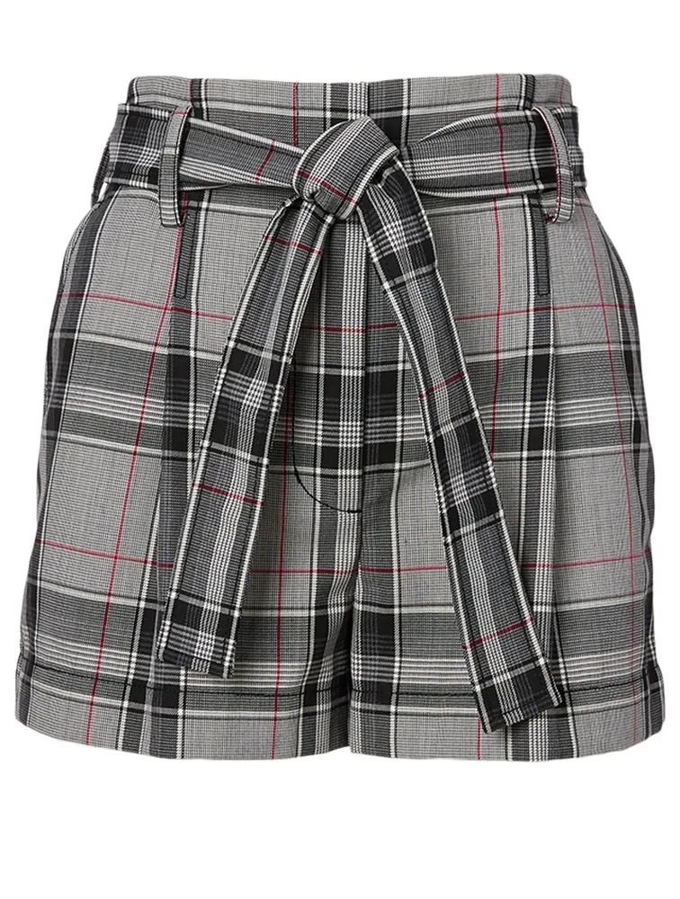 Wool-Blend Shorts Plaid Print