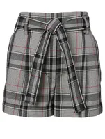 Wool-Blend Shorts Plaid Print