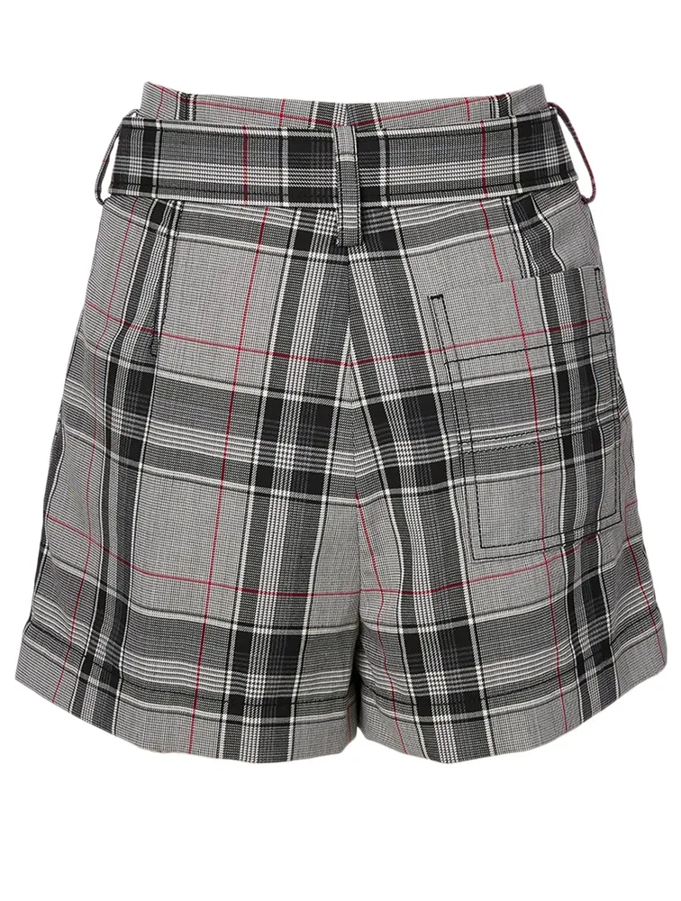 Wool-Blend Shorts Plaid Print