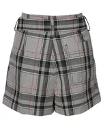 Wool-Blend Shorts Plaid Print