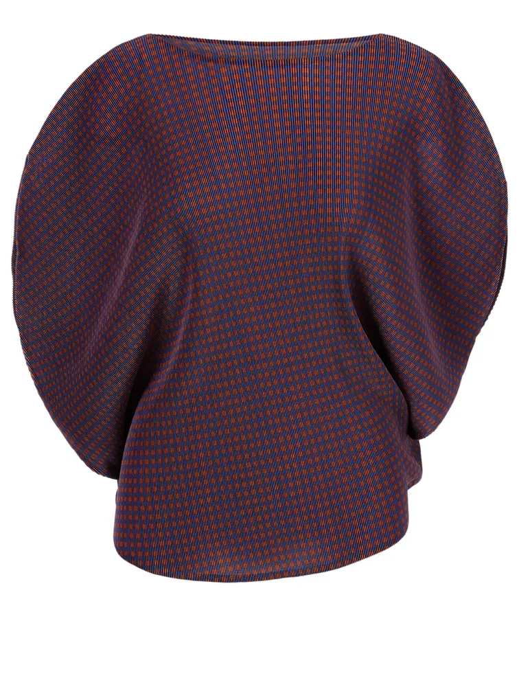 Pleated Top In Gingham Print