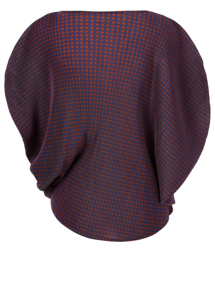 Pleated Top In Gingham Print