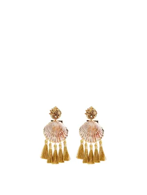 Rose Coquille Gold-Plated Drop Earrings