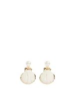 Treasures Of The Sea Gold-Plated Seashell Drop Earrings With Pearls