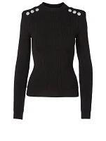 Wool-Blend Button Top