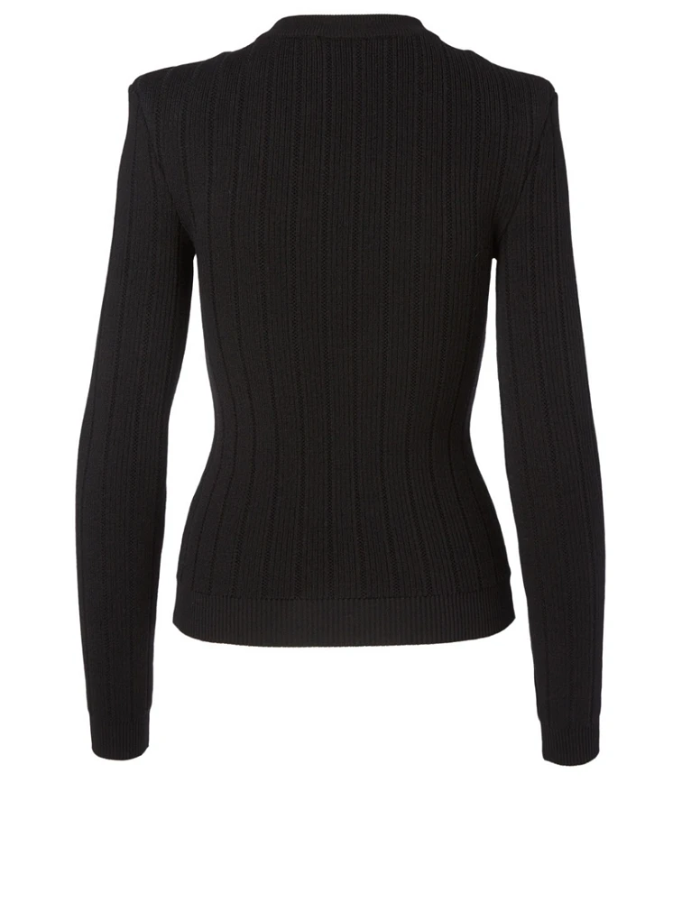 Wool-Blend Button Top