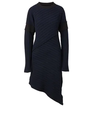 Wool-Blend Asymmetrical Midi Dress