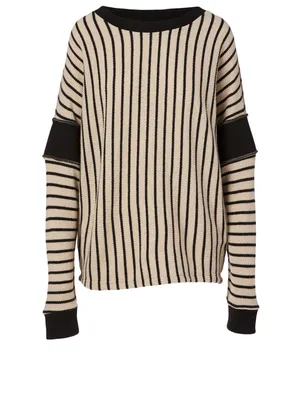 Wool-Blend Sweater Stripe Print