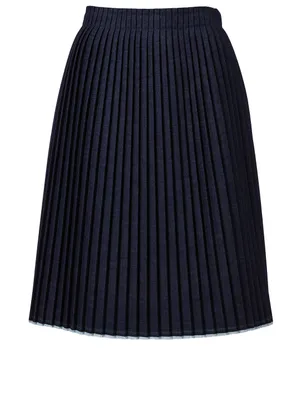 Cotton-Blend Pleated Skirt