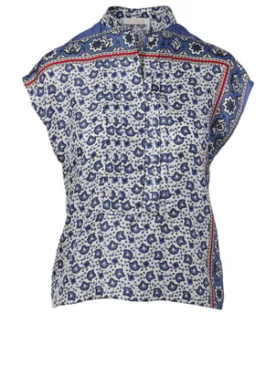 Silk Blouse Bandana Print