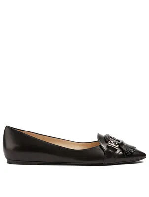 T-Ring Leather Ballet Flats