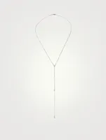 18K White Gold Pear And Double Marquis Long Lariat Necklace With Diamonds