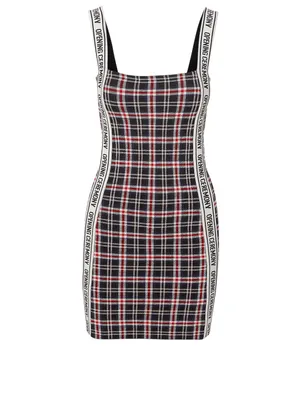 Logo Mini Dress Plaid Print