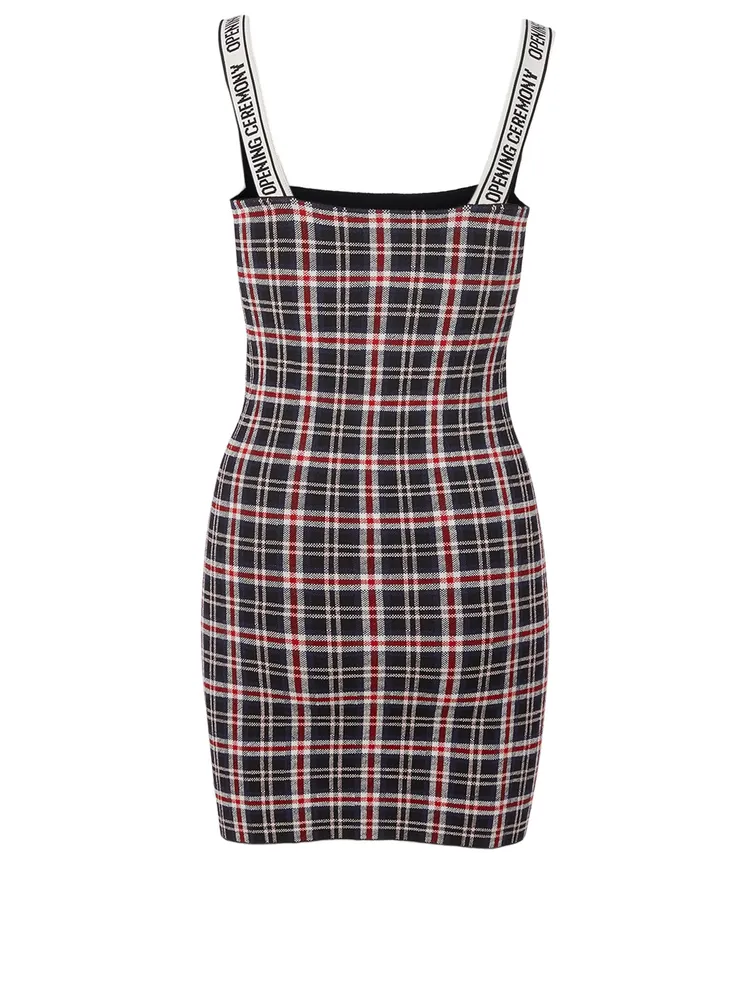 Logo Mini Dress Plaid Print