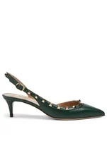 Rockstud Leather Slingback Pumps