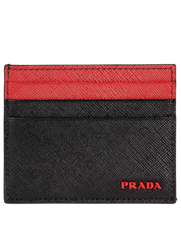 Two-Tone Saffiano Leather Card Holder