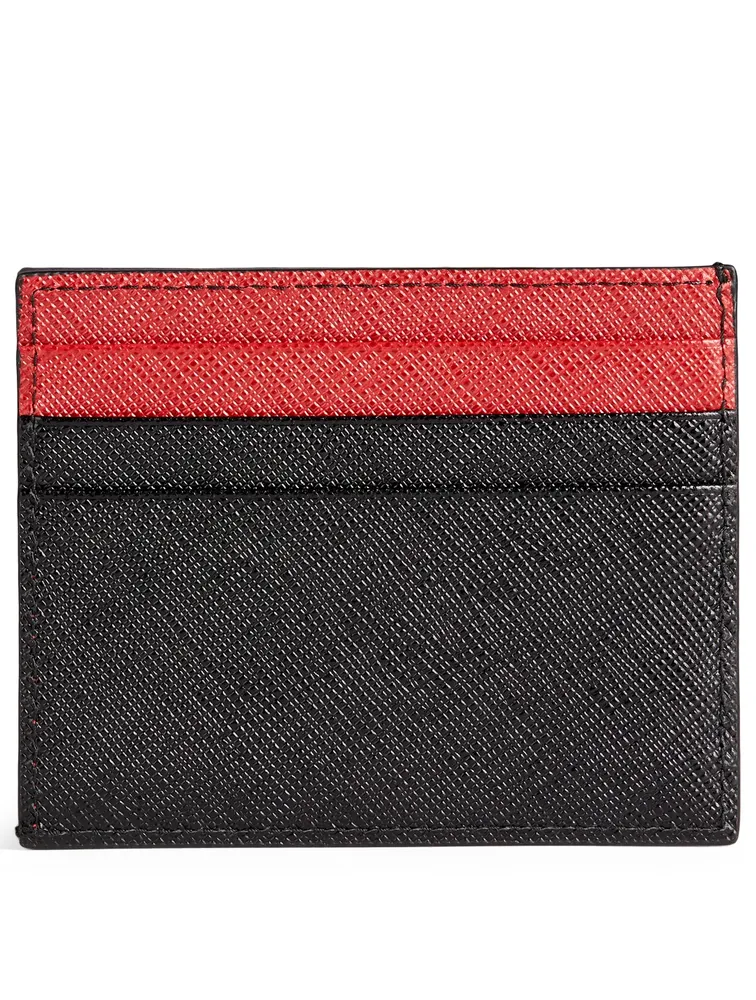 Two-Tone Saffiano Leather Card Holder