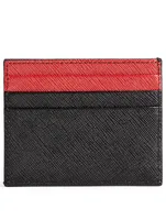 Two-Tone Saffiano Leather Card Holder