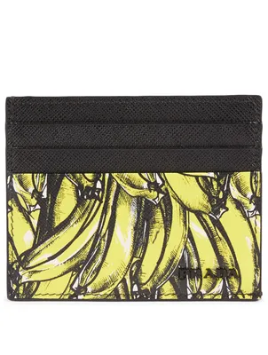 Saffiano Leather Card Holder With Banana Print