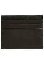 Saffiano Leather Card Holder With Stripe