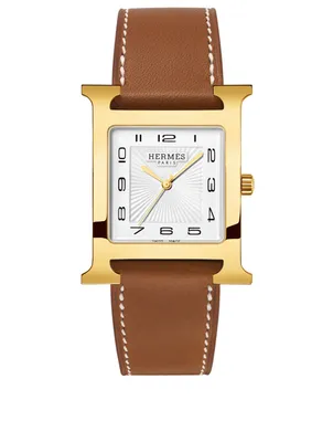 Heure H TGM Leather Strap Watch, 30.5 x 30.5mm