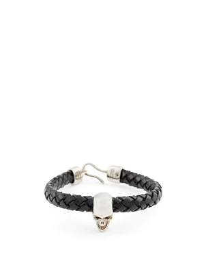 Braided Leather Skull Bracelet