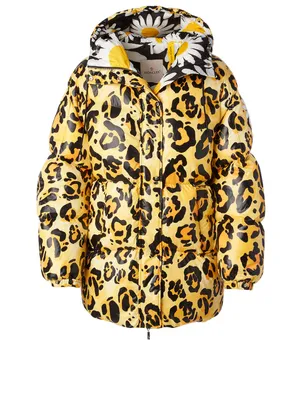 Richard Quinn + Mary Down Coat In Leopard Print