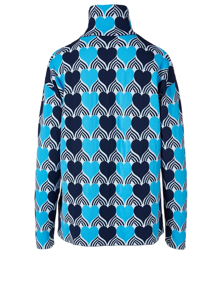 Turtleneck Sweater Heart Print