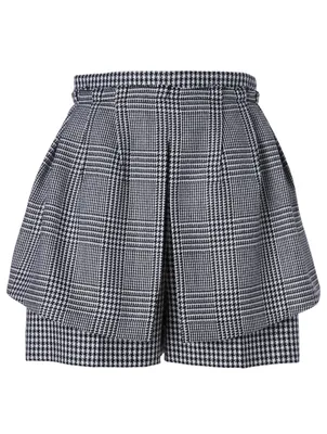 Wool Layered Shorts Plaid Print