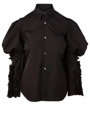 Cotton Ruffle-Sleeve Shirt