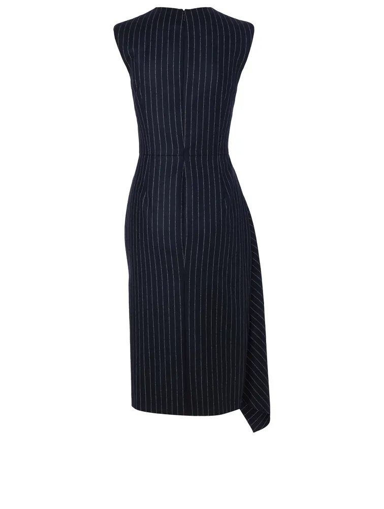 Wool Midi Dress Pinstripe Print